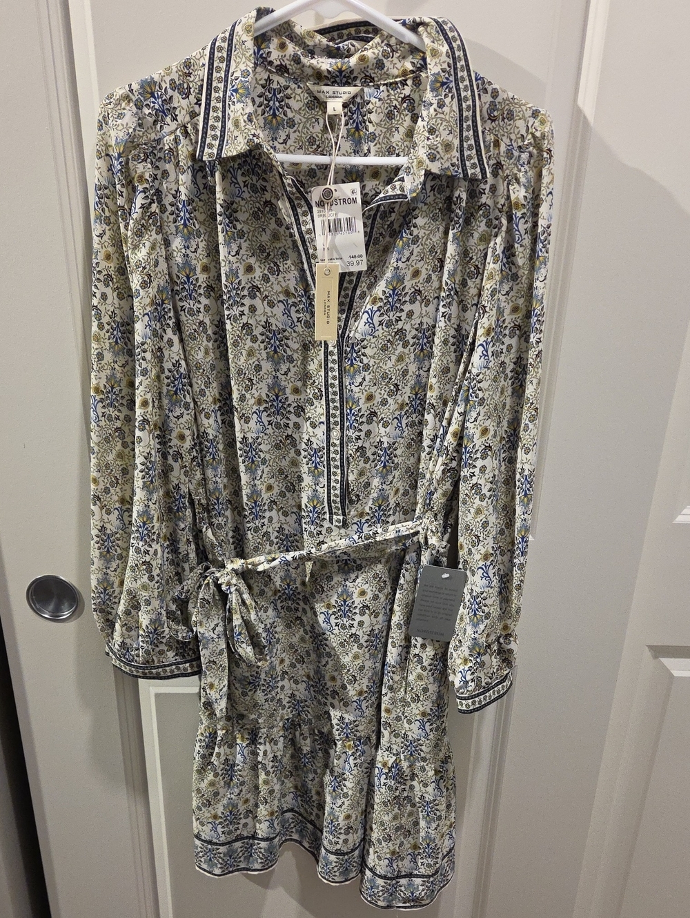 Max Studio Blue and Cream Floral Dress